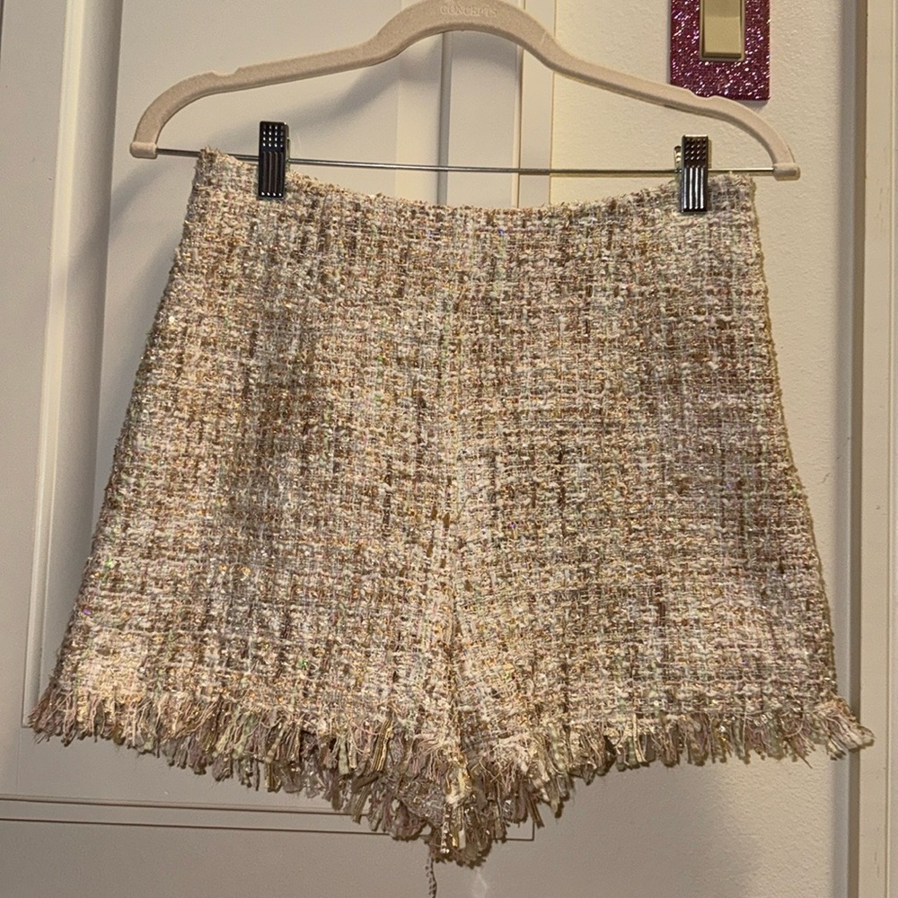 Ark & Co. rose gold and tweed high waisted shorts for women size large